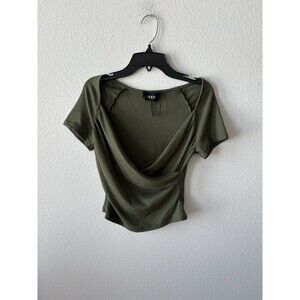 Cider Women’s Olive Green Wrap Short Sleeve Top Size Small NWOT